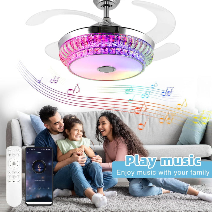 42 in. Pretty Ceiling Fans with Light, Bluetooth Ceiling Fan with Speaker Remote APP Control, RGB Dimmable Reversible Modern Bedroom Ceiling Fans-4-ErisView