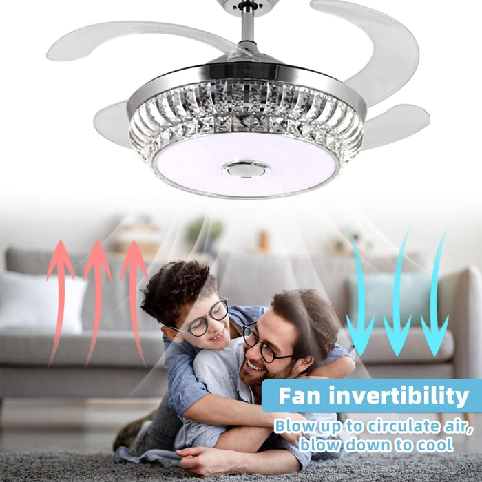 42 in. Pretty Ceiling Fans with Light, Bluetooth Ceiling Fan with Speaker Remote APP Control, RGB Dimmable Reversible Modern Bedroom Ceiling Fans-5-ErisView
