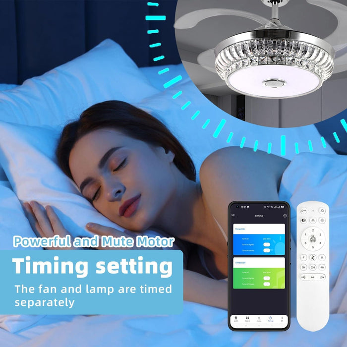 42 in. Pretty Ceiling Fans with Light, Bluetooth Ceiling Fan with Speaker Remote APP Control, RGB Dimmable Reversible Modern Bedroom Ceiling Fans-6-ErisView