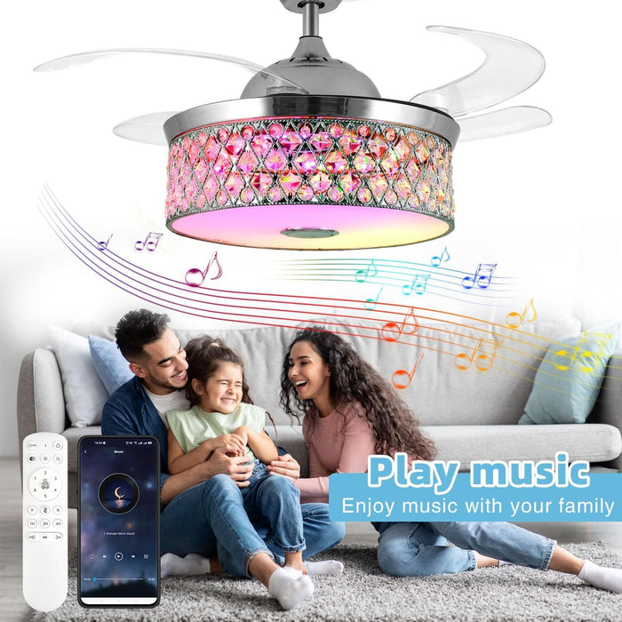 42 in. Pretty Ceiling Fans with Light, Bluetooth Ceiling Fan with Speaker Remote APP Control, RGB Dimmable Reversible Modern Bedroom Ceiling Fans-9-ErisView