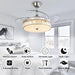 42 in. Pretty Ceiling Fans with Light and Remote, Crystal Chandelier Ceiling Fan Bedroom Ceiling Fans Living Room Fan Indoor Chrome Silver-8-ErisView