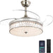 42 in. Pretty Ceiling Fans with Light and Remote, Crystal Chandelier Ceiling Fan Bedroom Ceiling Fans Living Room Fan Indoor Chrome Silver-1-ErisView