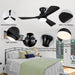 42 in. Remote Control Ceiling Fan and Light, Black Modern Low Profile Flush Mount for Bedroom, Unique Ceiling Fans-6-ErisView