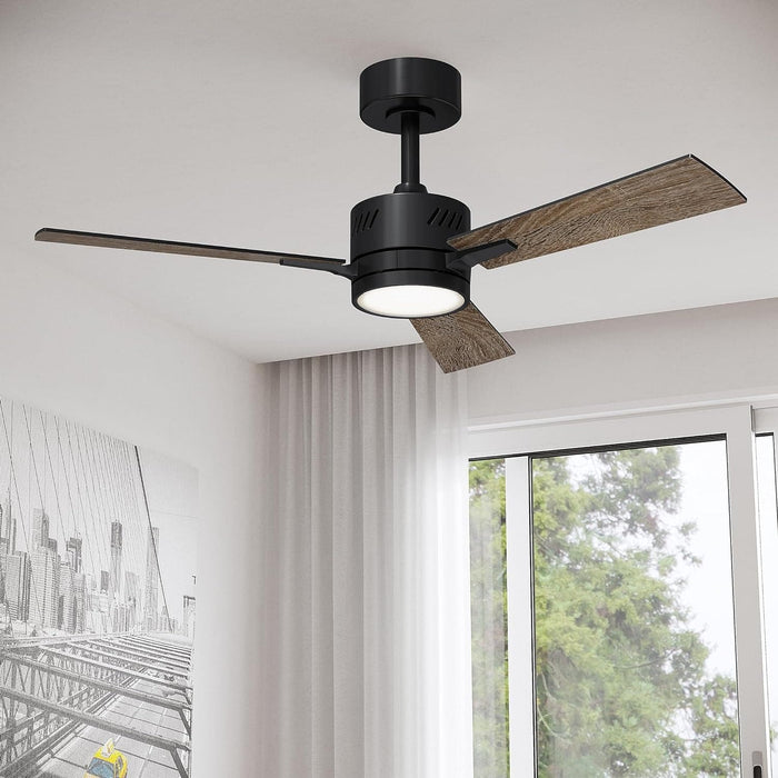 42 in. Remote Control Ceiling Fan and Light, Low Profile Reversible Quiet Ceiling Fans, Modern Ceiling Fan for Bedroom Living Room, Grey Oak Ceiling Fan-1-ErisView