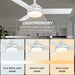 42 in. Remote Control Ceiling Fan and Light, White Low Profile Ceiling Fan, Reversible Dimmable Quiet Ceiling Fans for Bedroom Living Room Dining Room-2-ErisView