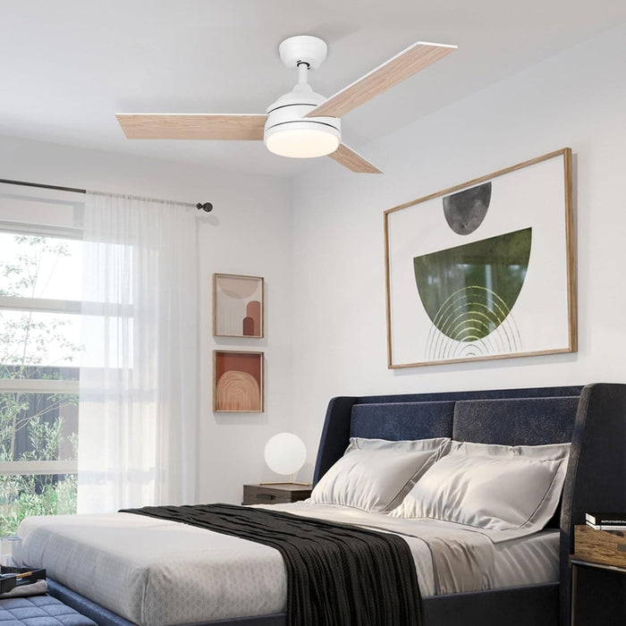 42 in. Remote Control Ceiling Fan and Light, White Low Profile Ceiling Fan, Reversible Dimmable Quiet Ceiling Fans for Bedroom Living Room Dining Room-8-ErisView