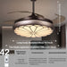 42 in. Retractable Ceiling Fan with LED Light Remote Control, Retro Silent Dimmable Ceiling Fan for Bedroom Living Room, Brown Reversible LED Ceiling Fan-ErisView