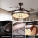 42 in. Retractable Ceiling Fan with LED Light Remote Control, Retro Silent Dimmable Ceiling Fan for Bedroom Living Room, Brown Reversible LED Ceiling Fan-ErisView