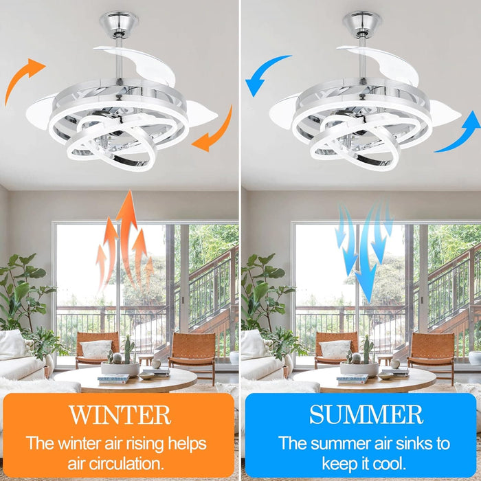 42 in. Retractable Ceiling Fan with Light and Remote Control, Silent Reversible Modern Ceiling Fan for Bedroom Living Room Dining Room Kitchen -3-ErisView