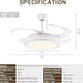 42 in. Retractable Ceiling Fan with Lights, Modern Bladeless LED Remote Control Ceiling Fan and Light, Smart White Bedroom Ceiling Fan with Light-5-ErisView
