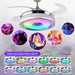 42 in. Retractable Crystal Ceiling Fan with Light, Dimmable LED Chandelier Ceiling Fan with Remote and APP Control-13-ErisView