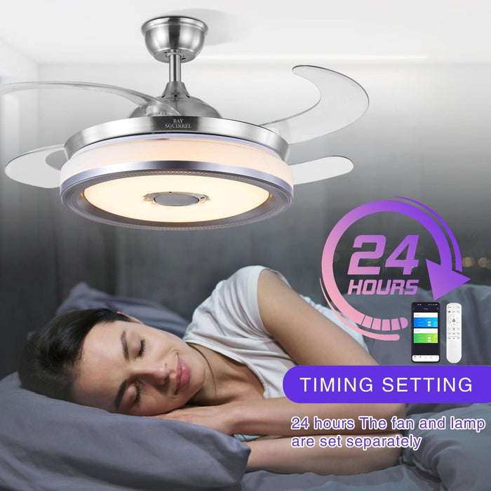 42 in. Retractable Crystal Ceiling Fan with Light, Dimmable LED Chandelier Ceiling Fan with Remote and APP Control-14-ErisView