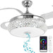 42 in. Retractable Crystal Ceiling Fan with Light, Dimmable LED Chandelier Ceiling Fan with Remote and APP Control-15-ErisView