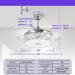 42 in. Retractable Crystal Ceiling Fan with Light, Dimmable LED Chandelier Ceiling Fan with Remote and APP Control-19-ErisView
