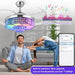42 in. Retractable Crystal Ceiling Fan with Light, Dimmable LED Chandelier Ceiling Fan with Remote and APP Control-2-ErisView