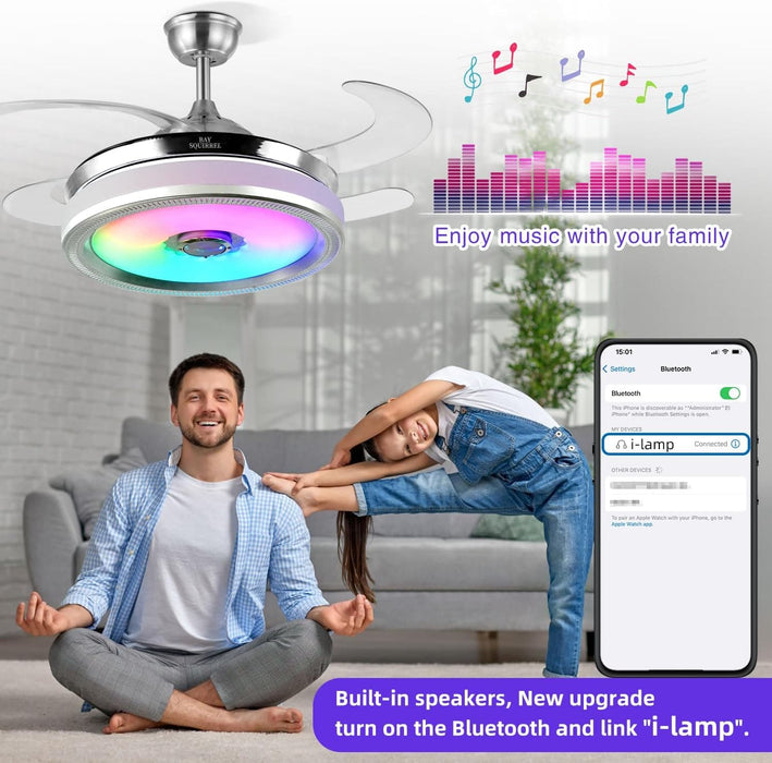 42 in. Retractable Crystal Ceiling Fan with Light, Dimmable LED Chandelier Ceiling Fan with Remote and APP Control-9-ErisView