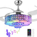 42 in. Retractable Crystal Ceiling Fan with Light, Dimmable LED Chandelier Ceiling Fan with Remote and APP Control-1-ErisView
