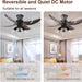 42 in. Reversible Ceiling Fan for Bedroom Living Room Dining Room, Black Retro Ceiling Fan with Lights and Remote-2-ErisView