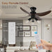 42 in. Reversible Ceiling Fan for Bedroom Living Room Dining Room, Black Retro Ceiling Fan with Lights and Remote-3-ErisView