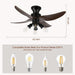 42 in. Reversible Ceiling Fan for Bedroom Living Room Dining Room, Black Retro Ceiling Fan with Lights and Remote-6-ErisView