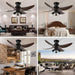 42 in. Reversible Ceiling Fan for Bedroom Living Room Dining Room, Black Retro Ceiling Fan with Lights and Remote-7-ErisView
