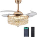 42 in. Reversible Crystal Ceiling Fan with Lights and Remote, Quiet Retractable Chandelier Fandelier for Bedroom, Dimmable LED Fan Light for Dining Room -14-ErisView