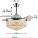 42 in. Reversible Crystal Ceiling Fan with Lights and Remote, Quiet Retractable Chandelier Fandelier for Bedroom, Dimmable LED Fan Light for Dining Room -9-ErisView