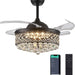 42 in. Reversible Crystal Ceiling Fan with Lights and Remote, Quiet Retractable Chandelier Fandelier for Bedroom, Dimmable LED Fan Light for Dining Room -1-ErisView