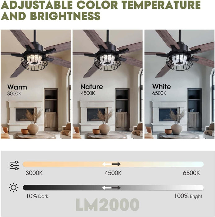 42 in. Silent Reversible DC Ceiling Fan with Remote, Bedroom Ceiling Fans with Lights, Fandelier Flush Mount for Bedroom Living Room-12-ErisView