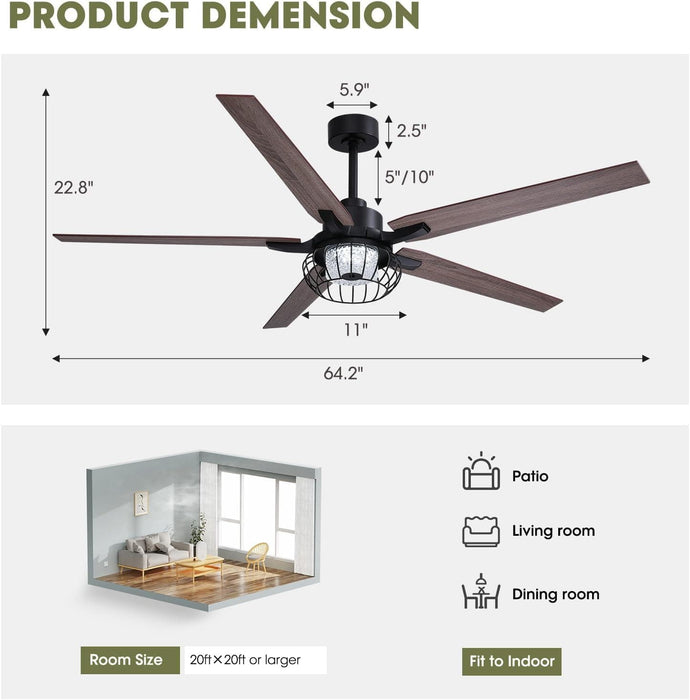 42 in. Silent Reversible DC Ceiling Fan with Remote, Bedroom Ceiling Fans with Lights, Fandelier Flush Mount for Bedroom Living Room-15-ErisView