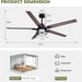 42 in. Silent Reversible DC Ceiling Fan with Remote, Bedroom Ceiling Fans with Lights, Fandelier Flush Mount for Bedroom Living Room-15-ErisView