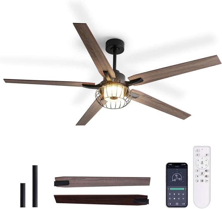 42 in. Silent Reversible DC Ceiling Fan with Remote, Bedroom Ceiling Fans with Lights, Fandelier Flush Mount for Bedroom Living Room-18-ErisView