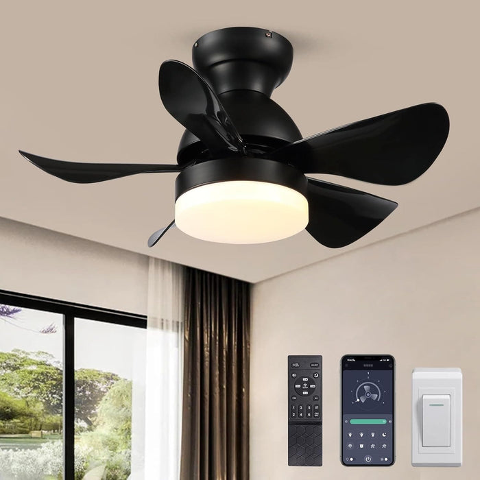 42 in. Silent Reversible DC Ceiling Fan with Remote, Bedroom Ceiling Fans with Lights, Fandelier Flush Mount for Bedroom Living Room-19-ErisView