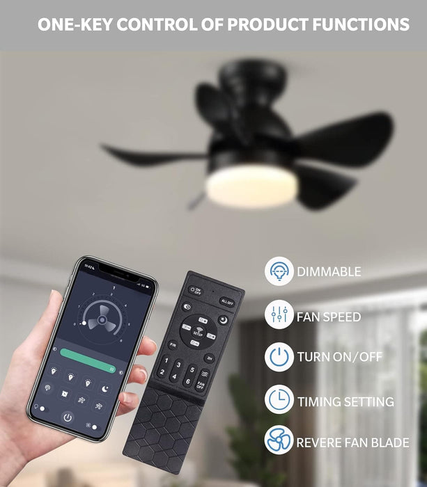 42 in. Silent Reversible DC Ceiling Fan with Remote, Bedroom Ceiling Fans with Lights, Fandelier Flush Mount for Bedroom Living Room-20-ErisView