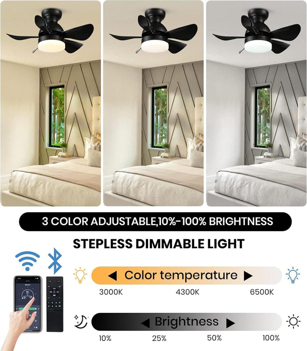 42 in. Silent Reversible DC Ceiling Fan with Remote, Bedroom Ceiling Fans with Lights, Fandelier Flush Mount for Bedroom Living Room-22-ErisView