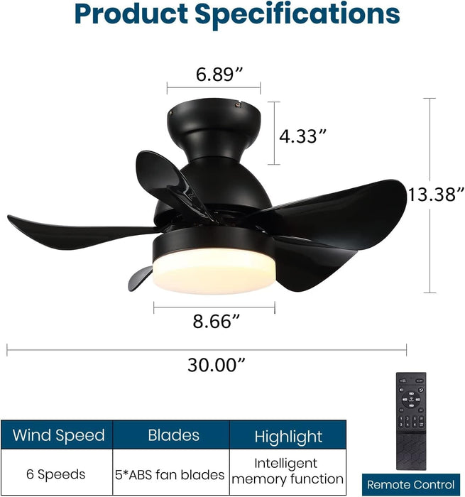 42 in. Silent Reversible DC Ceiling Fan with Remote, Bedroom Ceiling Fans with Lights, Fandelier Flush Mount for Bedroom Living Room-23-ErisView
