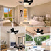 42 in. Silent Reversible DC Ceiling Fan with Remote, Bedroom Ceiling Fans with Lights, Fandelier Flush Mount for Bedroom Living Room-24-ErisView