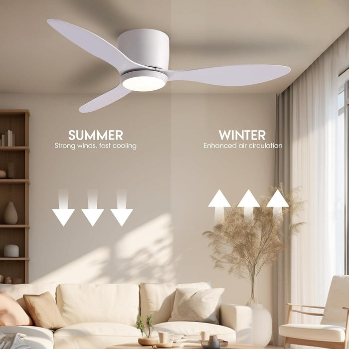 42 in. Silent Reversible DC Ceiling Fan with Remote, Bedroom Ceiling Fans with Lights, Fandelier Flush Mount for Bedroom Living Room-5-ErisView