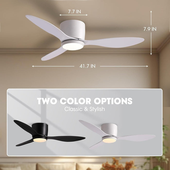 42 in. Silent Reversible DC Ceiling Fan with Remote, Bedroom Ceiling Fans with Lights, Fandelier Flush Mount for Bedroom Living Room-8-ErisView