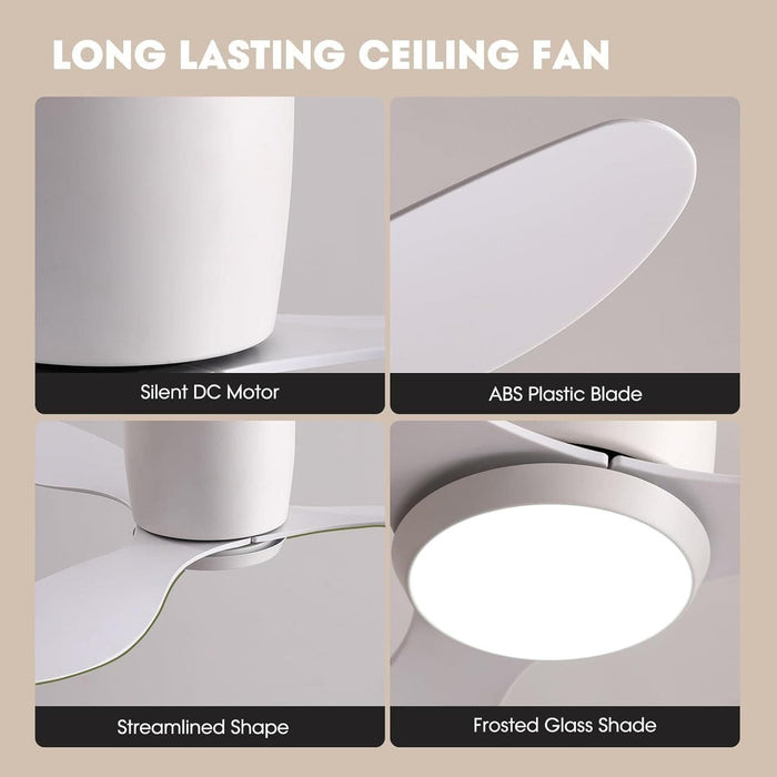42 in. Silent Reversible DC Ceiling Fan with Remote, Bedroom Ceiling Fans with Lights, Fandelier Flush Mount for Bedroom Living Room-9-ErisView