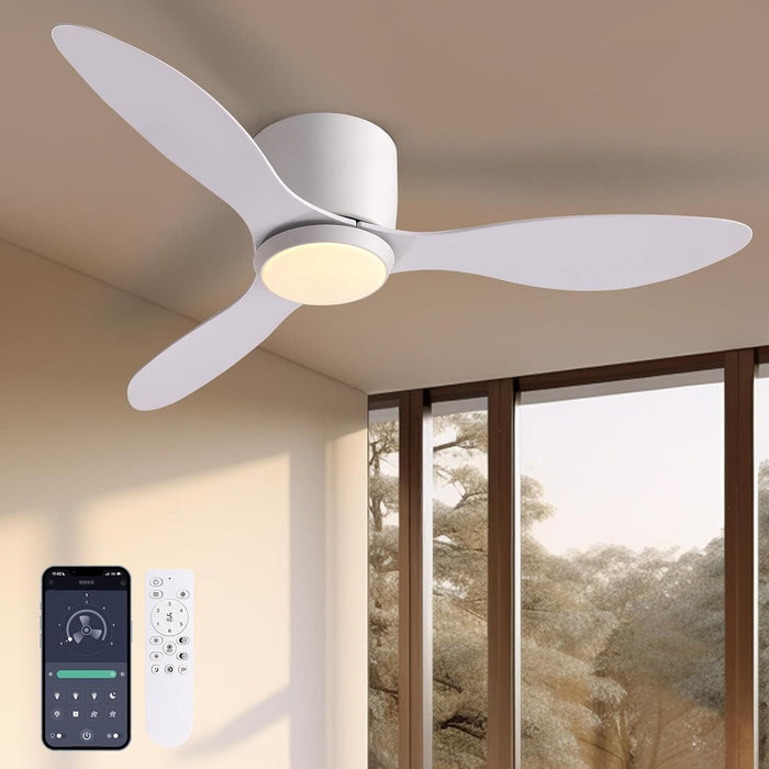 42 in. Silent Reversible DC Ceiling Fan with Remote, Bedroom Ceiling Fans with Lights, Fandelier Flush Mount for Bedroom Living Room-1-ErisView