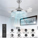 42 in. Silver Crystal Ceiling Fan Chandelier with Remote, 4 Blades Retractable Light Fixture for Bedroom Living Room Dining Room-5-ErisView