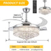 42 in. Silver Crystal Ceiling Fan Chandelier with Remote, 4 Blades Retractable Light Fixture for Bedroom Living Room Dining Room-7-ErisView
