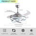 42 in. Silver Invisible Ceiling Fan Chandelier Light, Modern Ceiling Fan Light with Remote, Decorative Ceiling Fans with Light for Bedroom Living Dining, -2-ErisView