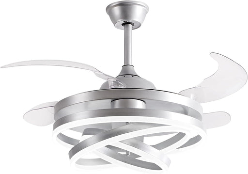 42 in. Silver Invisible Ceiling Fan Chandelier Light, Modern Ceiling Fan Light with Remote, Decorative Ceiling Fans with Light for Bedroom Living Dining, -1-ErisView
