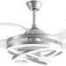 42 in. Silver Invisible Ceiling Fan Chandelier Light, Modern Ceiling Fan Light with Remote, Decorative Ceiling Fans with Light for Bedroom Living Dining, -1-ErisView