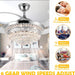 42 in. Silver Invisible Ceiling Fan with Light Remote, Modern Retractable Crystal Chandelier for Bedroom Living Dining Room, Decorative Ceiling Fans -5-ErisView