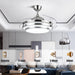 42 in. Silver Modern Ceiling Light with Remote Control, Retractable Blade Ceiling Fan for Living Bedroom Restaurant-2-ErisView
