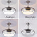 42 in. Silver Modern Ceiling Light with Remote Control, Retractable Blade Ceiling Fan for Living Bedroom Restaurant-3-ErisView