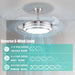 42 in. Silver Modern Ceiling Light with Remote Control, Retractable Blade Ceiling Fan for Living Bedroom Restaurant-5-ErisView